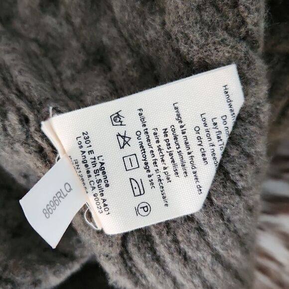 L’Agence NWT Juna Cable Cardigan Olive Green Wool Blend Women's size Medium - Picture 6 of 7